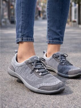 OrthoFeet Gray Knit Walking Shoes Women’s 10 Comfort Orthopedic